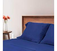 ViscoSoft - Housse de Couette 140x200 en Microfibre Qualité Supérieure, Touché Soyeux | Linge de lit 2 Personnes avec Fermeture Bouton | Parure de lit 140x200 Adulte + 2 taies d'oreiller, Bleu Marine