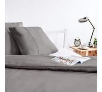 ViscoSoft - Housse de Couette 140x200 en Microfibre Qualité Supérieure, Touché Soyeux | Linge de lit 2 Personnes avec Fermeture Bouton | Parure de lit 140x200 Adulte + 2 taies d'oreiller, Gris Foncé