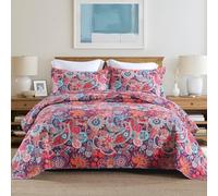 VISIMISI Parure de lit pour très grand lit, 100 % coton respirant, couvre-lit matelassé réversible léger, parure de lit de style rustique pour très grand lit, couvre-lit cachemire rose pour toutes les