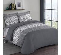 VISION Arthur Parure de lit - 100 % coton - 1 housse de couette 140 x 200 cm + 1 taie d'oreiller 65 x 65 cm - Gris anthracite
