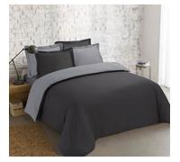 VISION - Bicolore Réversible- 100% coton - Housse de couette 240 x 220cm avec 2 taies 65 x 65cm - Anthracite/gris - Oeko-Tex