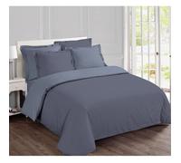 VISION - Bicolore Réversible- 100% coton - Housse de couette 240 x 220cm avec 2 taies 65 x 65cm - Gris/Gris perle - Oeko-Tex