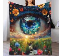 Vision de Prairie Nature Couverture avec Motif 3D en Polaire, Plaid Doux Et Chaud Décoration Maison Ruisseau Jardin Été Papillons Fleurs Lit, 80x90inch(200x230cm)