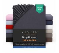 Vision - Drap housse Anthracite - 200x200cm - 100% coton