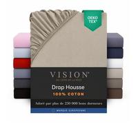 Vision - Drap housse Beige - 160x200cm - 100% coton