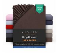 Vision - Drap housse Chocolat - 180x200cm - 100% coton