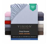 Vision - Drap housse Gris Perle - 180x200cm - 100% coton