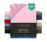 Vision - Drap housse Rose - 180x200cm - 100% coton