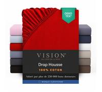Vision - Drap housse Rouge - 200x200cm - 100% coton