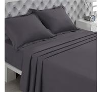 VISION - Drap Plat - 100% Coton - Couleur : Anthracite - 240 x 300 cm - Lit Double - Fibres Naturelles - Tissage serré - Tissu Doux et Respirant - Certifié Oeko-Tex