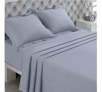 VISION - Drap Plat - 100% Coton - Couleur : Gris Perle - 270 x 300 cm - Lit Double - Fibres Naturelles - Tissage serré - Tissu Doux et Respirant - Certifié Oeko-Tex