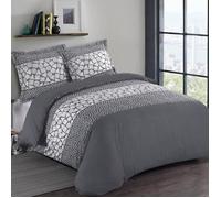 VISION Parure de couette Arthur - 100% coton - 1 housse de couette 140 x 200 cm + 1 taie d'oreiller 65 x 65 cm - Gris anthracite