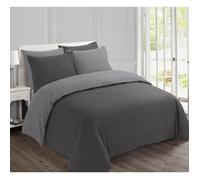 VISION Parure de couette Flanelle bicolore - 200 x 200 cm - Gris anthracite et gris clair