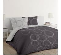 VISION Parure de couette Lenny - 100% coton - 1 housse de couette 200 x 200 cm + 1 taie 65 x 65 cm - Gris anthracite
