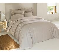 Vision - Parure de lit Anthony - 100% Coton - Beige - Set de Housse de Couette 240x220 cm avec 2 taies d'oreiller pour lit Standard 2 Personnes - Oekotex
