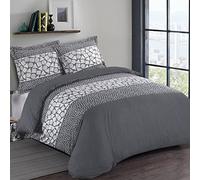 Vision - Parure de lit Arthur - 100% Coton - Anthracite - Set de Housse de Couette 240x220 cm avec 2 taies d'oreiller pour lit Standard 2 Personnes - Fibres Naturelles - Certifié Oeko-Tex