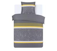 VISION - Parure de lit Goldie - 100% coton - 1 housse de couette 140x200cm + 1 taie d'oreiller 65x65cm - Gris