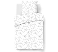 Vision - Parure de lit Hugo Blanc/Noir - 100% Coton - Anthracite - Set de Housse de Couette 140 x 200 cm avec 1 taie d'oreiller pour lit 1 Personne - Fibres Naturelles - Certifié Oeko-Tex