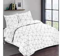 Vision - Parure de lit Hugo Blanc/Noir - 100% Coton - Anthracite - Set de Housse de Couette 260x240 cm avec 2 taies d'oreiller pour lit Kingsize 2 Personnes - Fibres Naturelles - Certifié Oeko-Tex