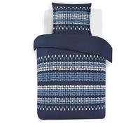 Vision - Parure de lit Jack - 100% Coton - Bleu - Set de Housse de Couette 140x200 cm avec 1 taie d'oreiller pour lit 1 Personne - Fibres Naturelles - Oekotex