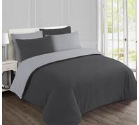 Vision - Parure de lit Réversible - 100% Coton Flanelle - Gris/Anthracite - Set de Housse de Couette 240 x 220 cm avec 2 taies d'oreiller pour lit 2 Personnes - Flanelle: Doux et Chaud - Oekotex