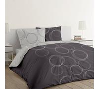 VISION Parure de couette Lenny - 100% coton - 1 housse de couette 260 x 240 cm + 2 taies 65 x 65 cm - Gris anthracite