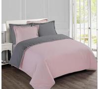 Vision Parure de Lit Réversible 100% Coton Lit Double - Rose Gris | 1 Housse de Couette (240x220cm) + 2 Taies d'oreiller (65x65cm) | 57 Fils/cm² | Doux, Résistant et Confortable | Certifié Oeko-Tex