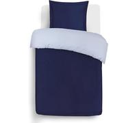 Vision Parure de Lit Réversible 100% Coton Lit Simple - Bleu-Marine Gris | 1 Housse de Couette (140x200 cm) + 1 Taie d'oreiller (65x65 cm) | 57 Fils/cm² | Doux et Confortable | Certifié Oeko-Tex