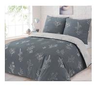 VISION - Parure de lit réversible Helena - 100% coton - Housse de couette 240x220 cm + 2 taies d'oreiller 65x65cm - Gris