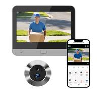 Visiophone Connecté Interphone Vidéo Connectivité WiFi 2,4 GHz, 1080P Judas Numérique Caméra avec 4.3 Pouces Moniteur, PIR Motion Detection, Vision Nocturne