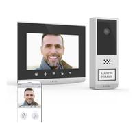 EXTEL Wave 2, Visiophone Connecté sans Fil, Portée 350m, WiFi Double Bande 2.4/5GHz, Écran Tactile 7 Pouces, Batterie Rechargeable, Vision Nocturne, Ouverture Portail, sans Abonnement, Gris