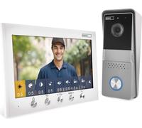 Visiophone EMOS, conception bifilaire, caméra HD 720p avec vision nocturne, moniteur avec écran couleur 7'', blanc/argent, H2060