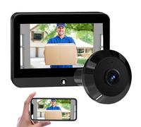 Visiophone sans Fil, WIFI 1080P Vidéo Interphone Visiophone Portier sans Fil, Judas de Porte Camera Surveillance avec 4.3 Pouces écran, Vision Nocturne, Motion Detection, Batterie 5000MA