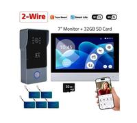 Visiophone WiFi 1080P - Écran Tactile 7"" - Interphone 2 Fils - Déverrouillage à Distance & Cartes IC - App Tuya - IP65 - Tiducel