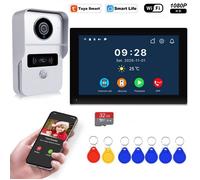 Visiophone WiFi Sécurisé 1080P - Interphone Vidéo Écran 7"" Tactile - Compatible App Tuya - Angle 140° - Détection Mouvement + SD