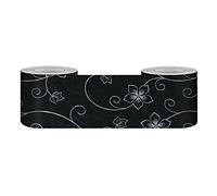 VisitRyl Bordure De Papier Peint Frise Murale Adhesive Bordure Papier Peint Frise Autocollante Pour Cuisine, Salle De Bains, Plafond, Salon, Chambre DéCoration Murale Motif Noir 12cm X 500cm