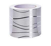 VisitRyl Bordure De Papier Peint Frise Murale Adhesive Bordure Papier Peint Frise Autocollante Pour Cuisine, Salle De Bains, Plafond, Salon, Chambre DéCoration Murale Vague D'Argent 5cm X 500cm