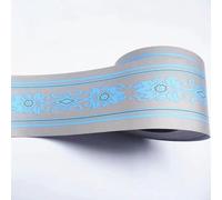 VisitRyl Frise Murale Autocollante Bleu argent euro fleur 12cm X 500cm Adhésive Réutilisable pour Décoration Intérieure Facile à Poser