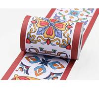 VisitRyl Frise Murale Autocollante Briques de fleurs rouges 10cm X 1000cm Adhésive Réutilisable pour Décoration Intérieure Facile à Poser