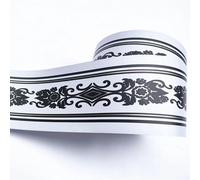 VisitRyl Frise Murale Autocollante Noir et blanc euro fleur 12cm X 1000cm Adhésive Réutilisable pour Décoration Intérieure Facile à Poser