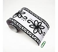 VisitRyl Frise Murale Thème Fleurs Noires - Autocollant en PVC Imperméable - Plinthe Autocollant pour Cuisine et Salle de Bain - Décoration Murale - 10 cm x 240 cm