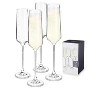 Viski Lot de 4 flûtes à champagne en cristal sans plomb étincelant, fabrication européenne, transparent (10103)