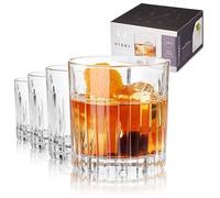 Viski Lot de 4 verres à cocktail Lowball en cristal sans plomb, fabriqués en Italie, 355 ml