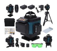 VISLONE Niveau laser 4D 16 lignes 4x360° vert, auto-nivelant, trépied | 2 batteries 2400mAh, télécommande, IP54, portée 40 m, trépied et supports pour sol, mur et plafond