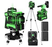 VISLONE Niveau Laser Vert Autonivelant 3x360°, Rotatif 3D 12 Lignes Autonivellement Niveau Laser avec 2 Pcs Batterie, Hauteurs Réglable Barre D'extension Trépied