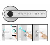 VisorTech Poignée de porte connectée TSZ-800 avec scanner d'empreintes et code PIN - coloris argenté
