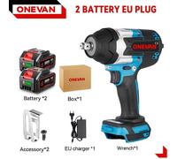 Visseuse à chocs sans fil hocs - Carré de 1,27 cm - 1 800 Nm - 18 V, 1 500 W - Moteur sans balais - 2 batteries - Bleu