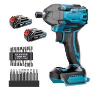 Visseuse à chocs sans fil compatible avec batterie Makita 18 V, 300 Nm 1/2" visseuse à percussion sans balais pour changement de pneu de voiture (avec 2 batteries de 3,0 Ah)