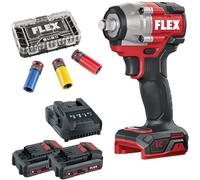 Visseuse à percussion FLEX IW 1/2" 400 EC 18V avec jeu de douilles à choc (batterie et chargeur)