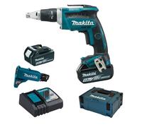 Visseuse automatique 18V - 25 à 55 mm - MAKITA - avec 2 batteries 18V 5Ah - chargeur - chargeur vis - MakPac - DFS452TJX2